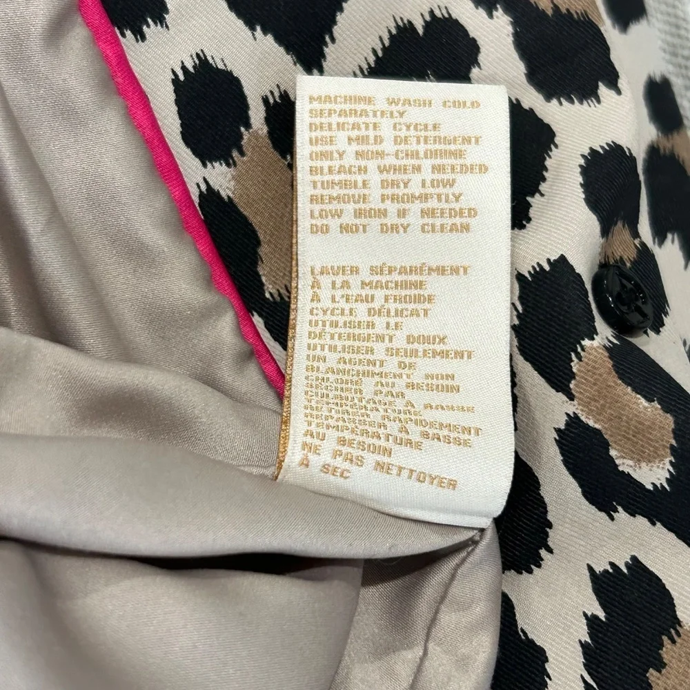 Kate Spade Leopard Print A-line Coat Cotton Blend Size Small Button Up Neutral